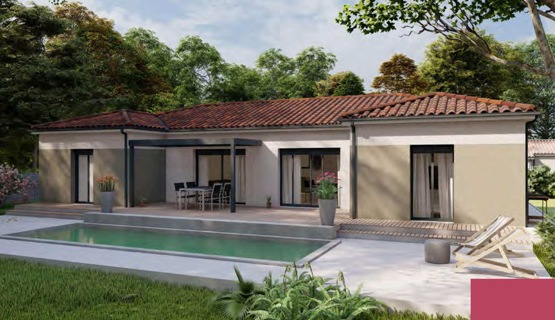 Single-storey house construction around the terrace
