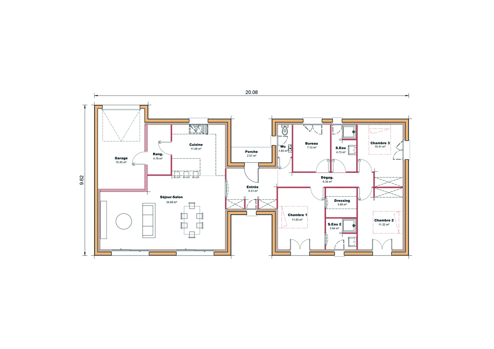 Plan maison bioclimatique moderne Sud Ouest Elegance Carat