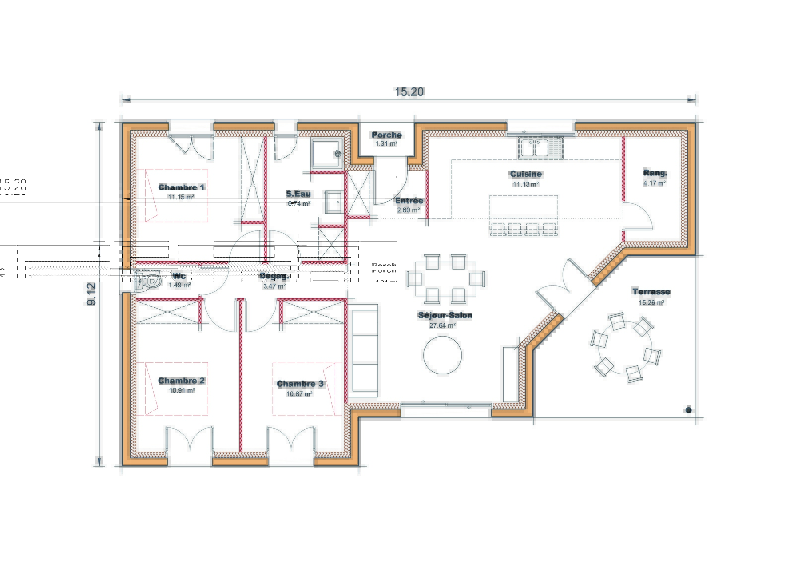 Plan Maison moderne Sud ouest Performance 04