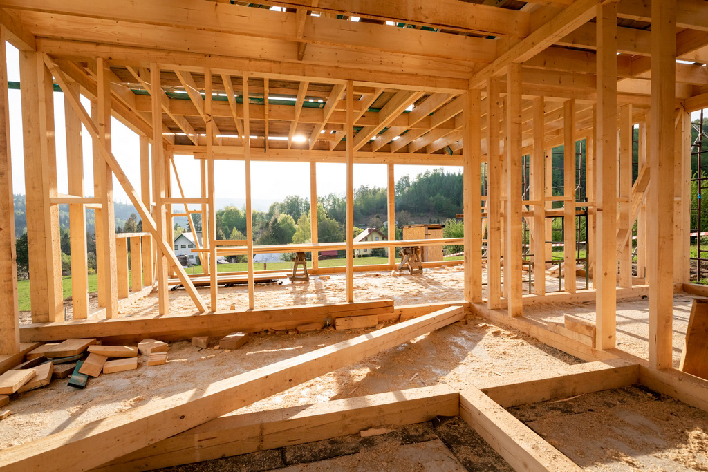 chantier de maison ossature bois en Gironde