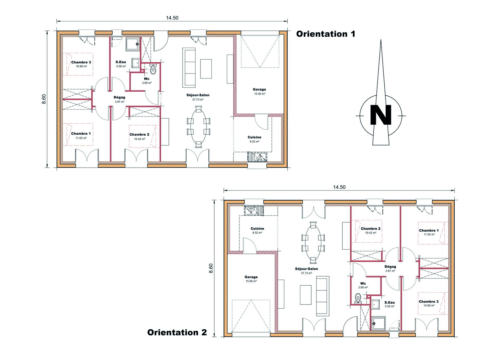Plan maison plain pied sud ouest opti performance 01