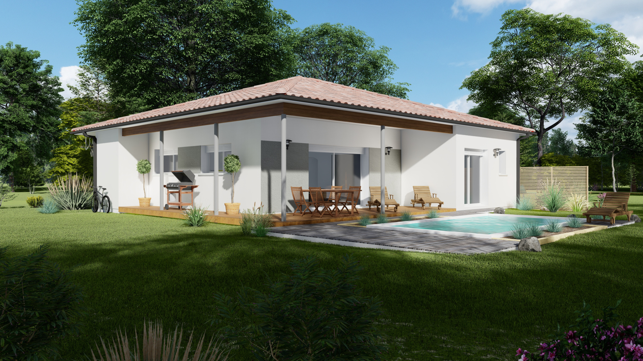 Vente maison à Pujaudran (32600) de 106 m2 habitable sur terrain de 556 m2