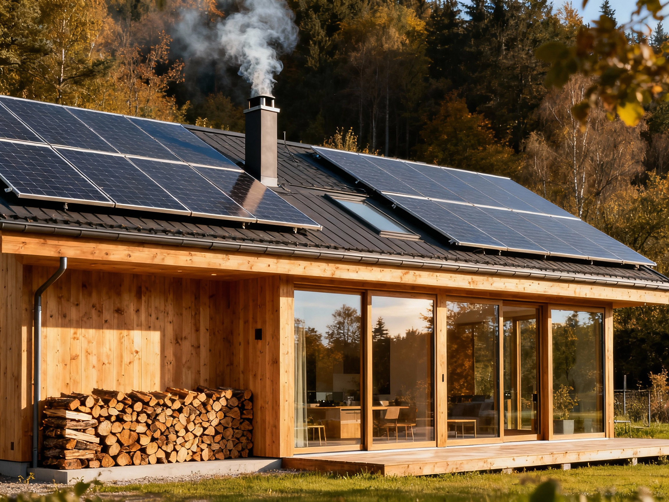 une maison neuve en bois dans le Sud-Ouest qui a atteint l'autonomie énergétique.