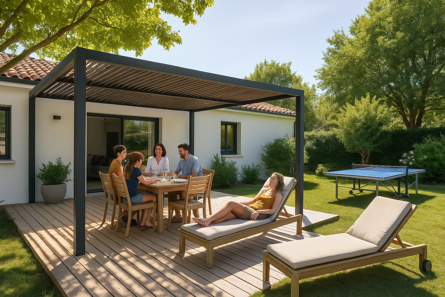 la terrasse et le jardin sont la clé des vacances réussies.