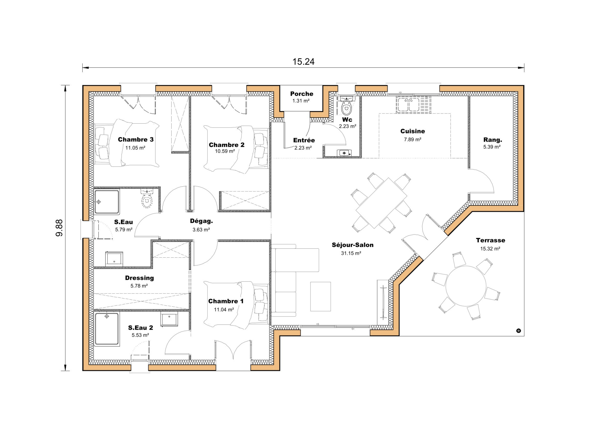 Vente maison à Daignac (33420) de 102 m2 habitable sur terrain de 550 m2