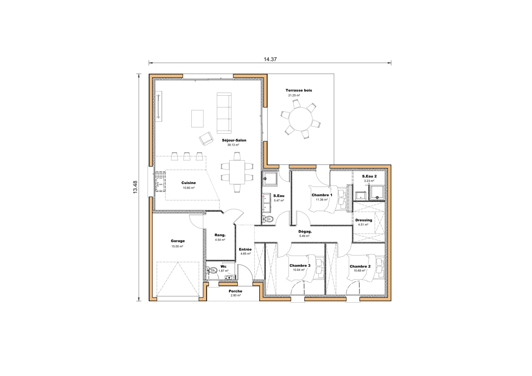 Vente maison à Estillac (47310) de 112 m2 habitable sur terrain de 549 m2