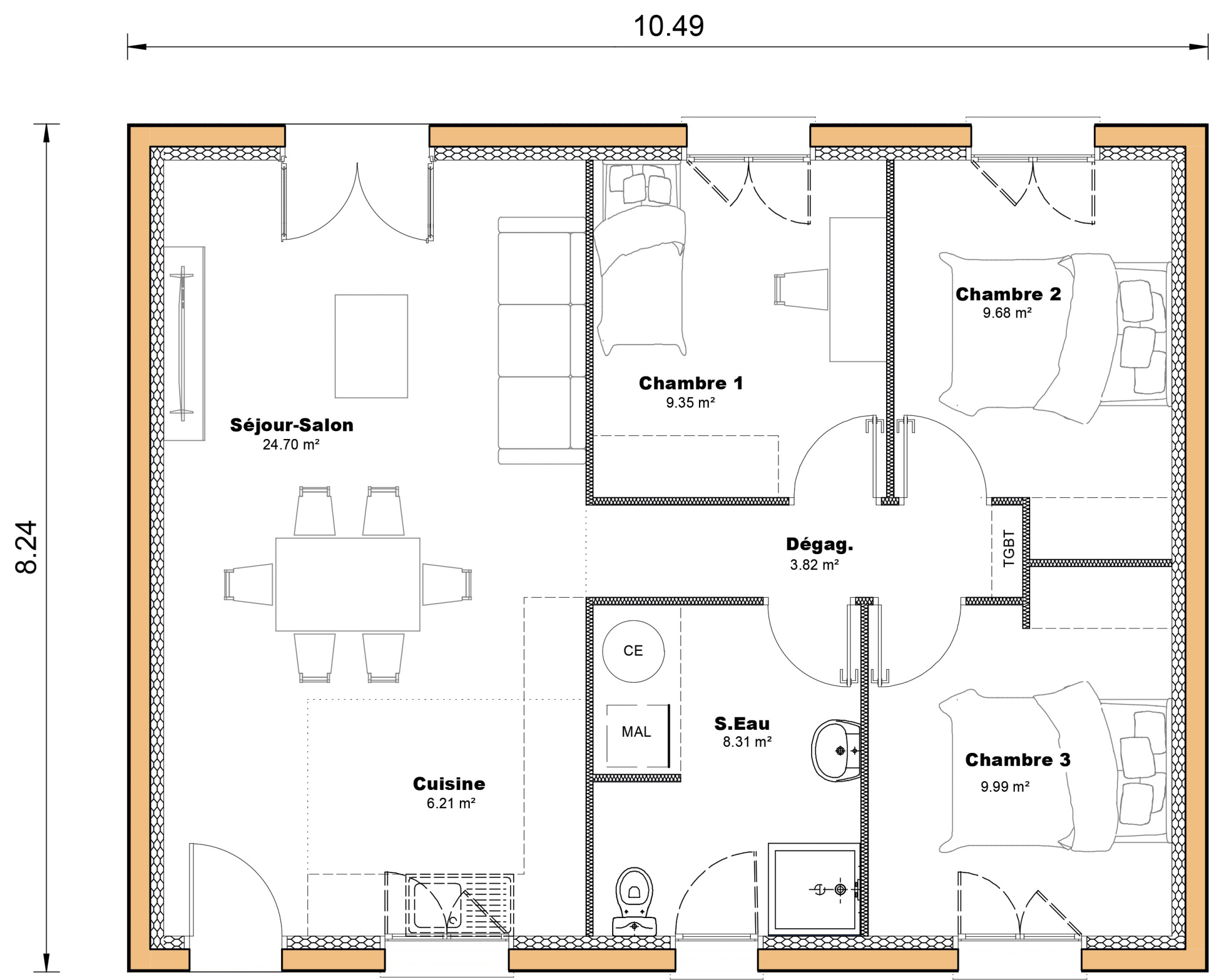 Vente maison à Estillac (47310) de 72 m2 habitable sur terrain de 520 m2