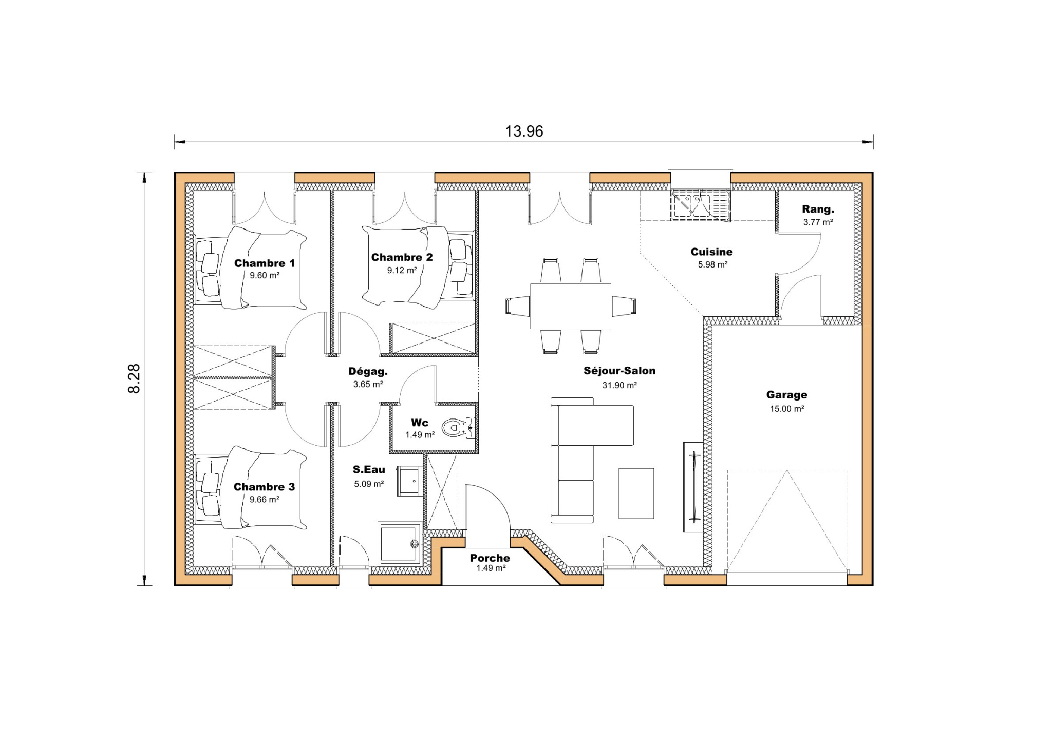 Vente maison à Negrepelisse (82800) de 80 m2 habitable sur terrain de 660 m2