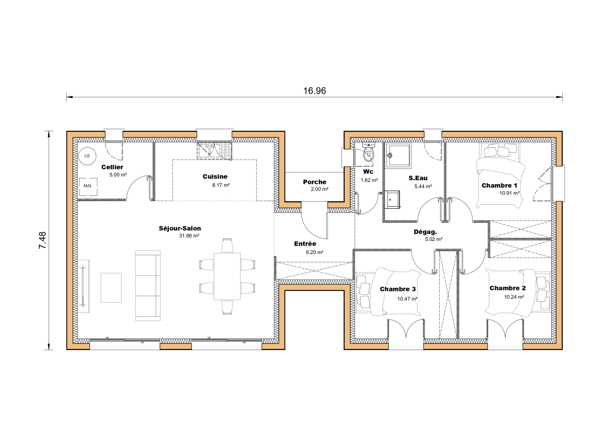 Vente maison à Lagarrigue (47190) de 94 m2 habitable sur terrain de 620 m2