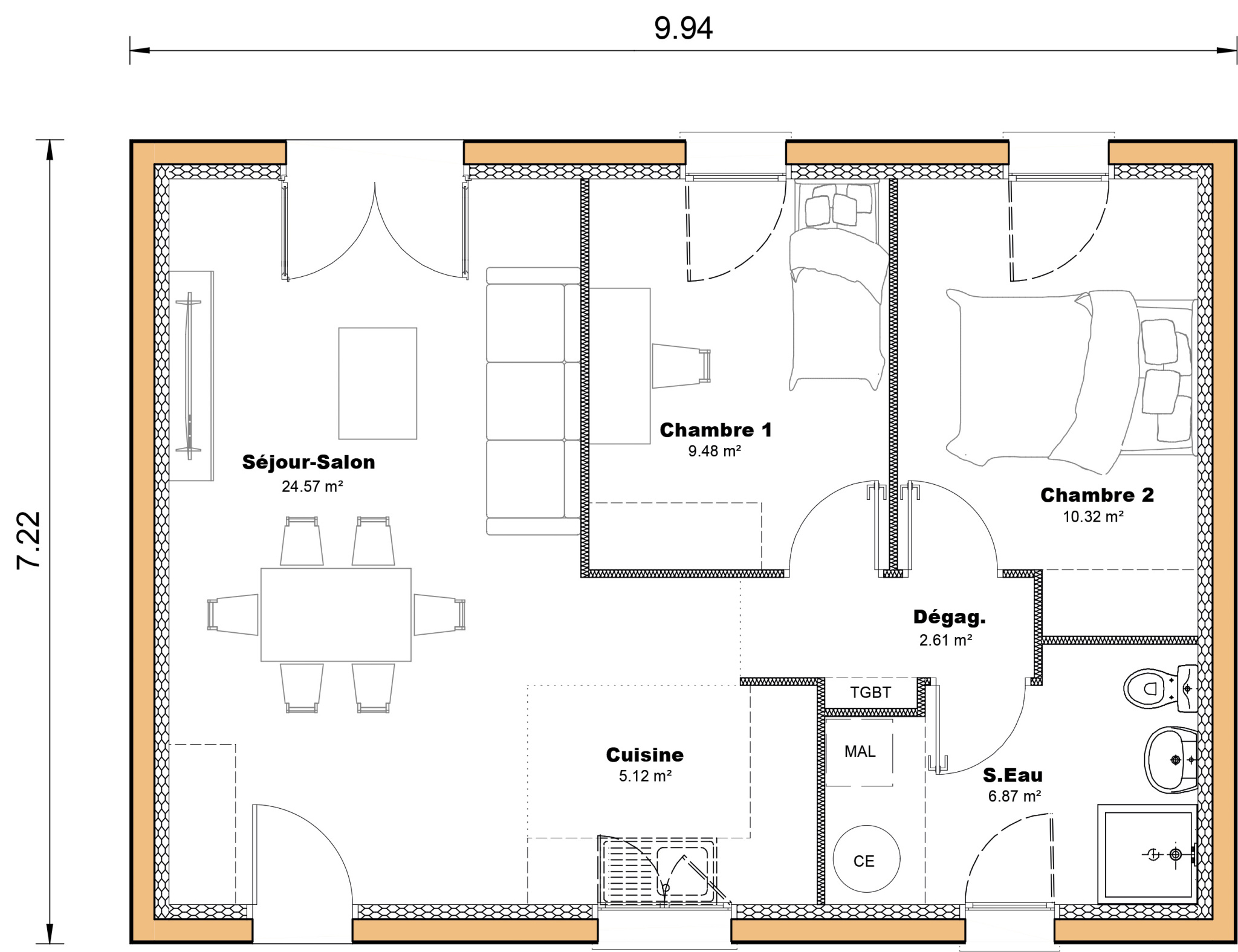 Vente maison à Nouilhan (65500) de 58 m2 habitable sur terrain de 570 m2