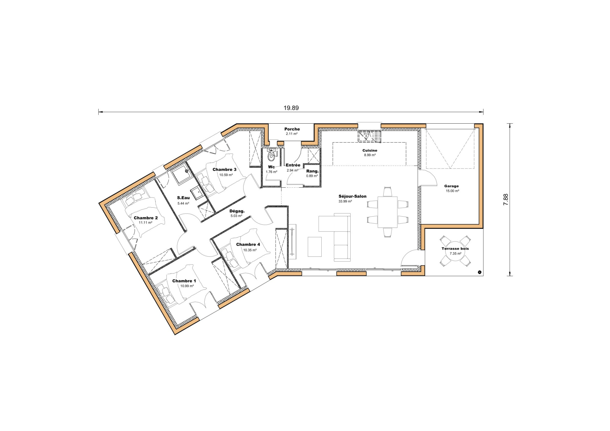 Vente maison à St sylvestre sur lot (47140) de 102 m2 habitable sur terrain de 642 m2