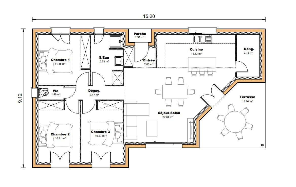 Vente maison à Villeneuve sur lot (47300) de 90 m2 habitable sur terrain de 900 m2