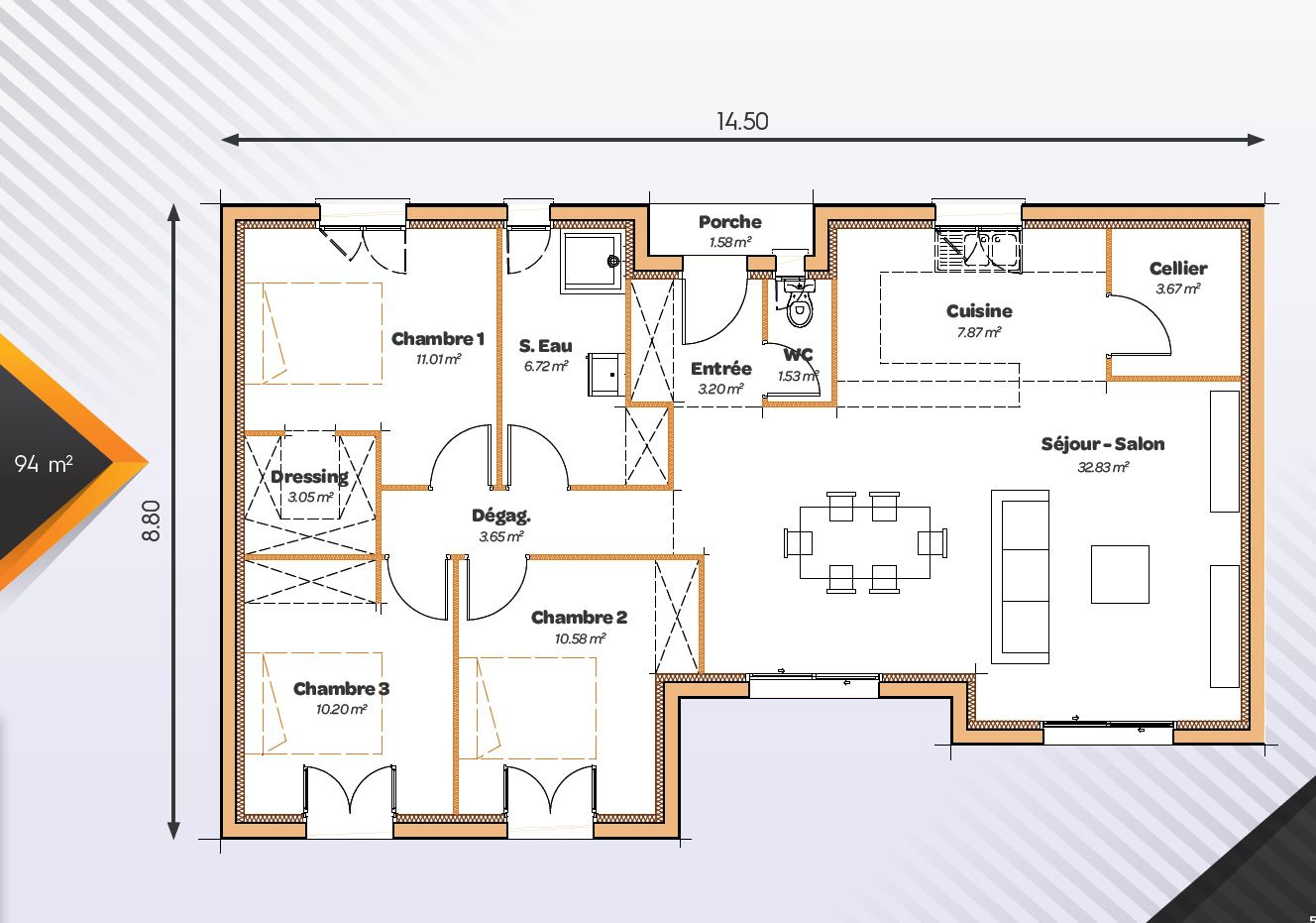 Vente maison à Villeneuve sur lot (47300) de 94 m2 habitable sur terrain de 548 m2