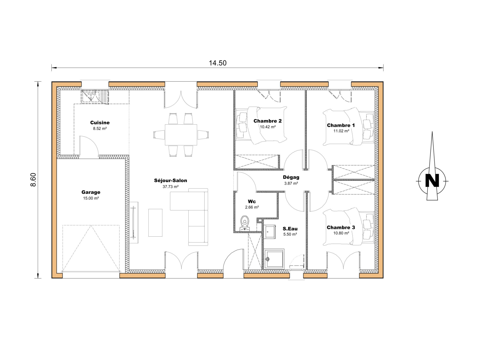 Vente maison à Moncaut (47310) de 90 m2 habitable sur terrain de 626 m2