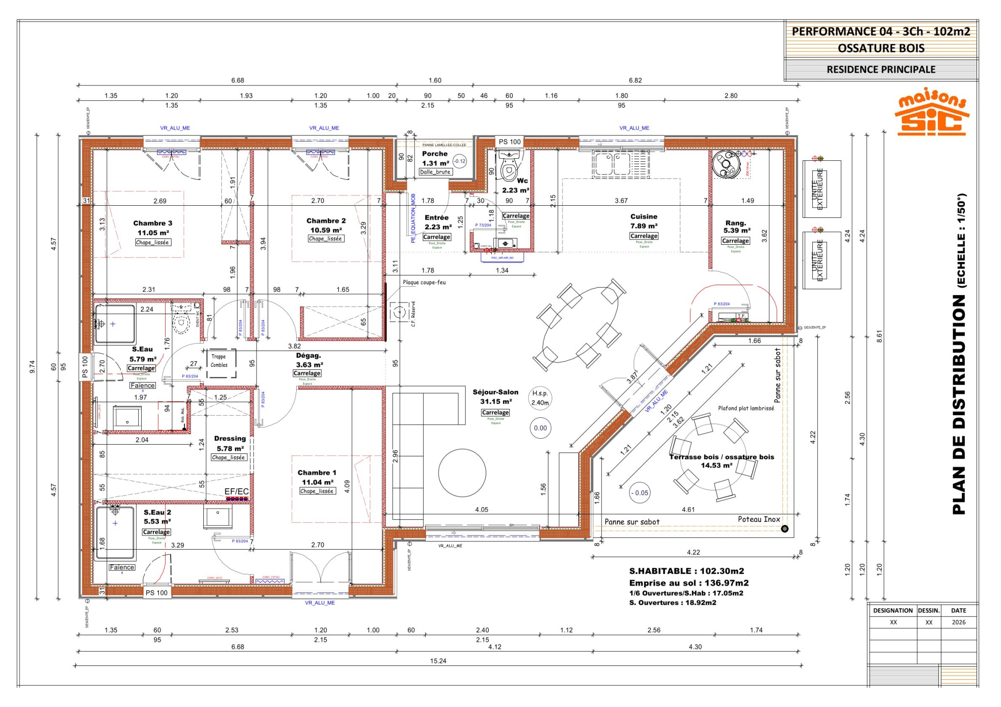 Vente maison à La teste de buch (33115) de 102 m2 habitable sur terrain de 740 m2
