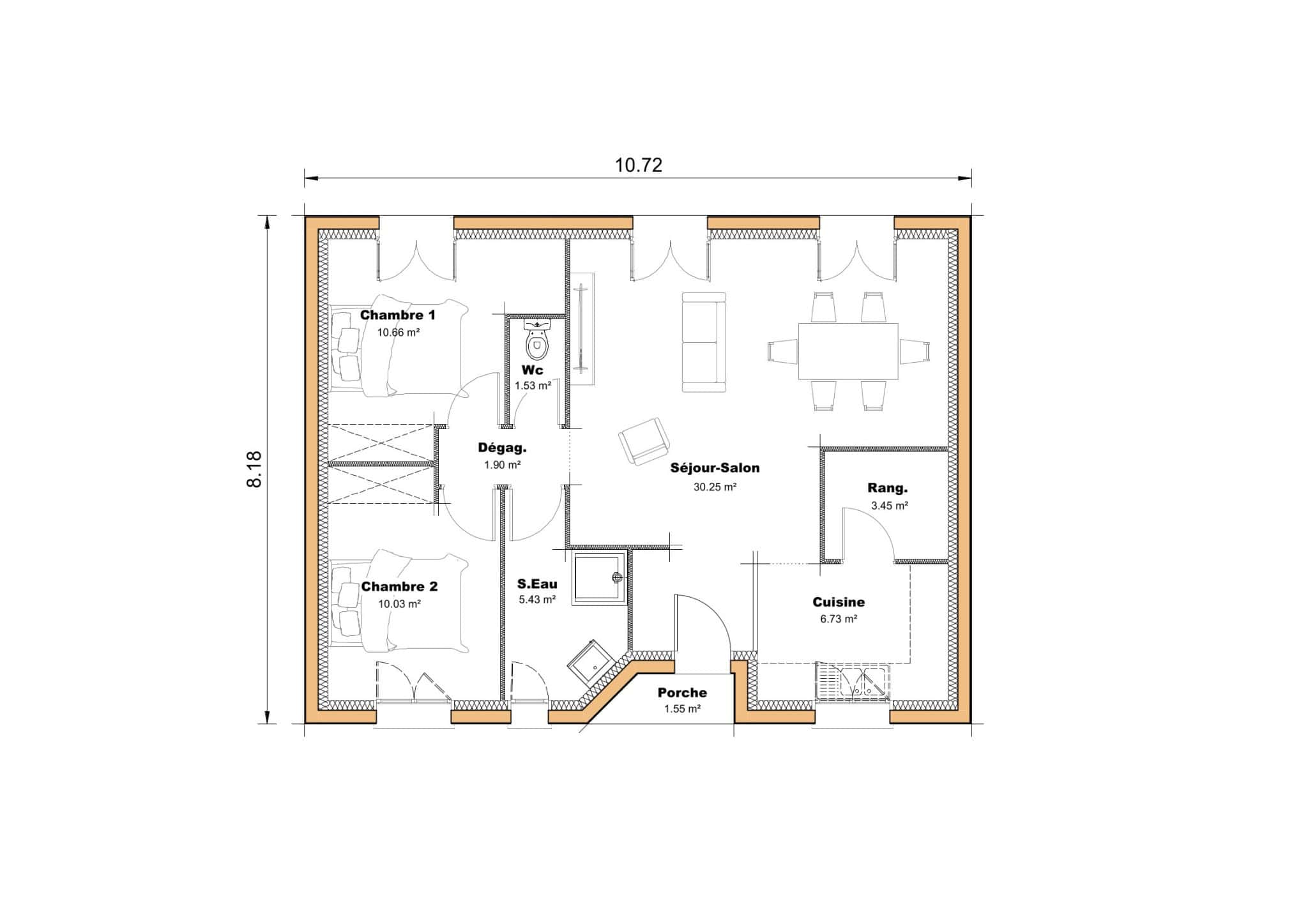 Vente maison à Meilhan sur garonne (47180) de 70 m2 habitable sur terrain de 1169 m2