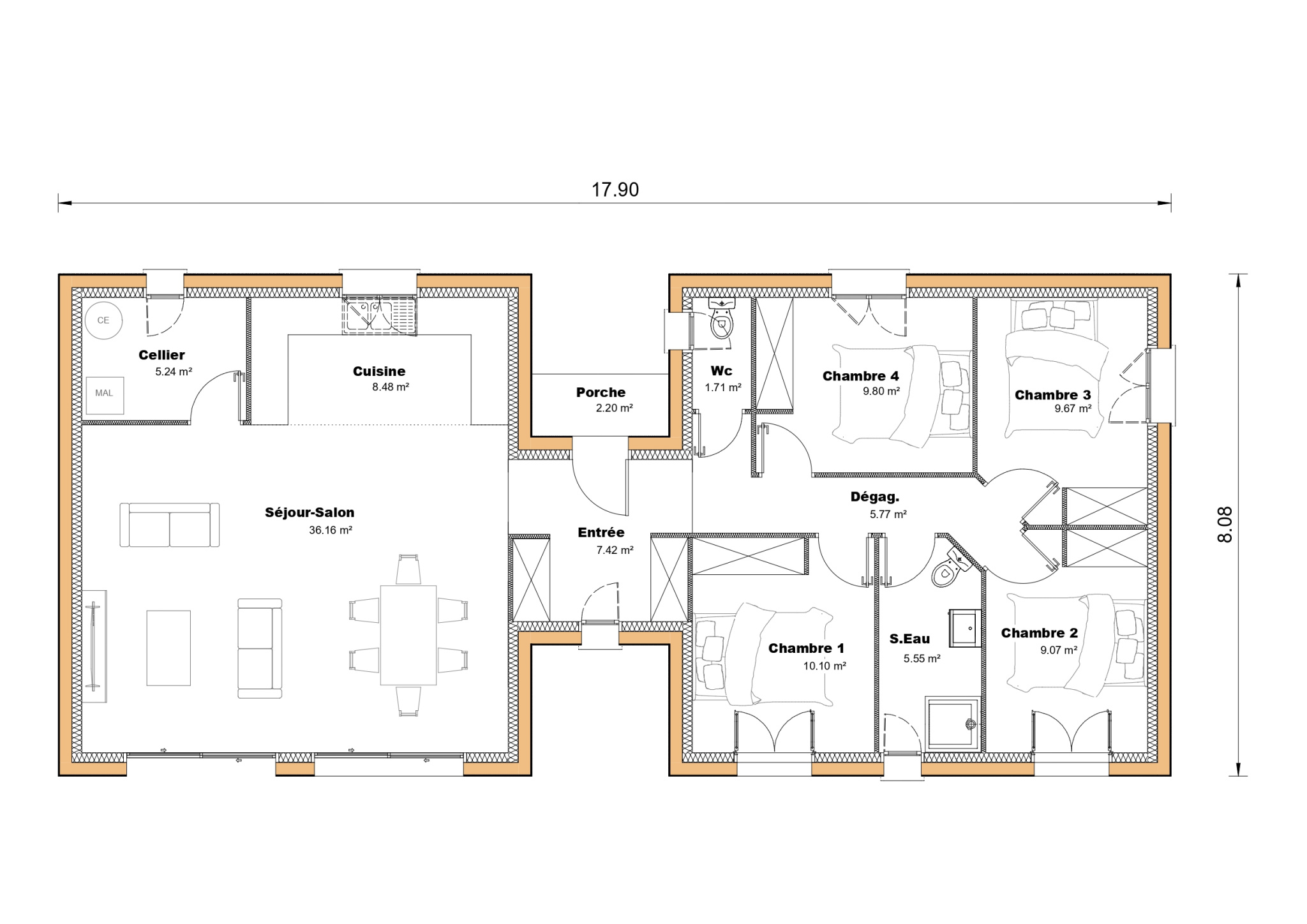 Vente maison à St pierre de clairac (47270) de 109 m2 habitable sur terrain de 1172 m2