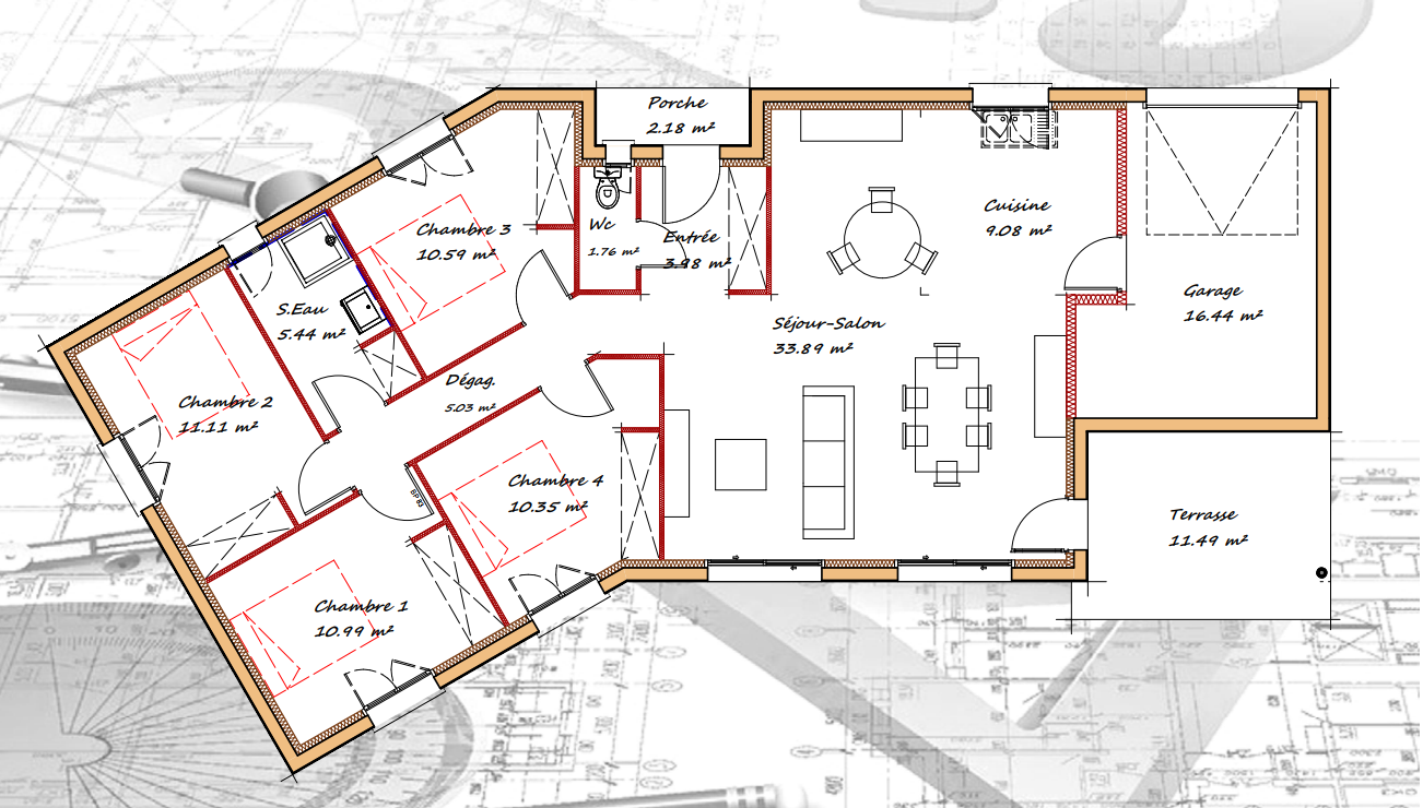 Vente maison à St sylvestre sur lot (47140) de 102 m2 habitable sur terrain de 3385 m2