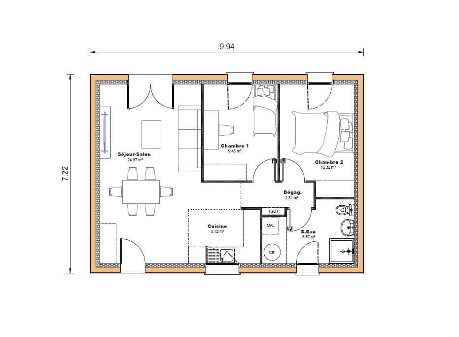 Vente maison à Villeneuve sur lot (47300) de 58 m2 habitable sur terrain de 739 m2