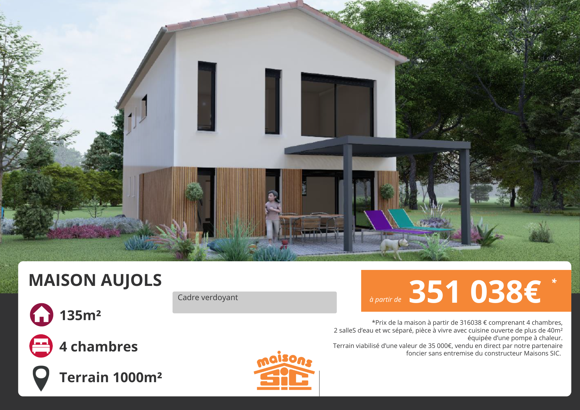 Vente maison à Aujols (46090) de 135 m2 habitable sur terrain de 1000 m2