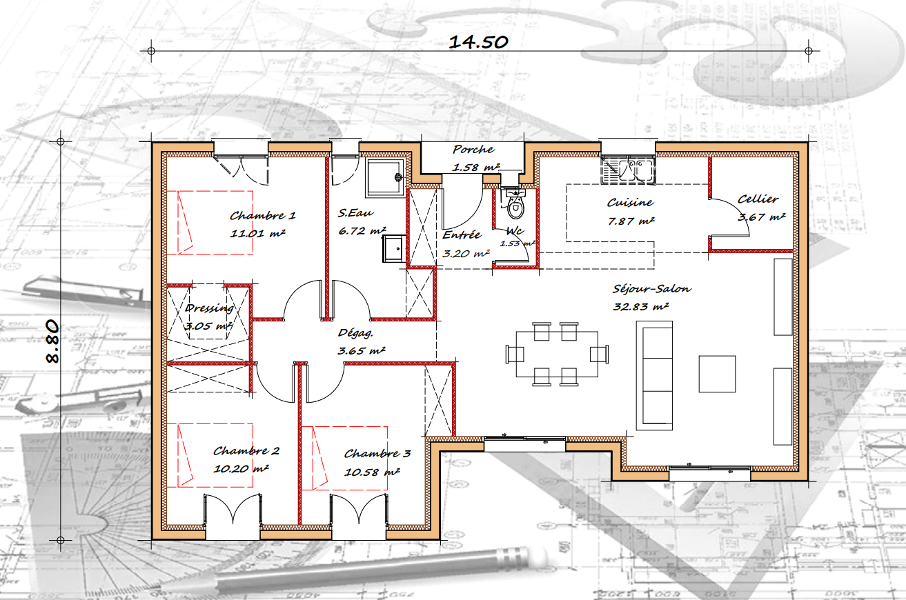 Vente maison à Caudecoste (47220) de 94 m2 habitable sur terrain de 750 m2