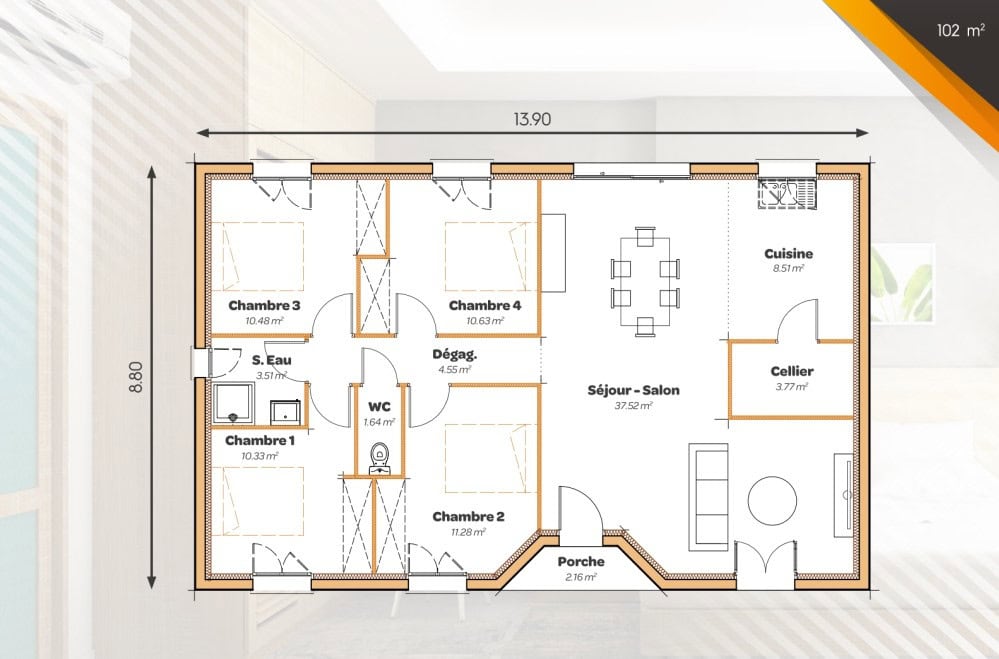 Vente maison à Condezaygues (47500) de 102 m2 habitable sur terrain de 1352 m2