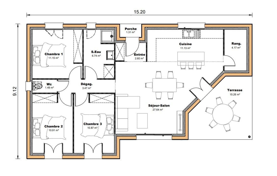 Vente maison à Dolmayrac (47110) de 90 m2 habitable sur terrain de 1180 m2