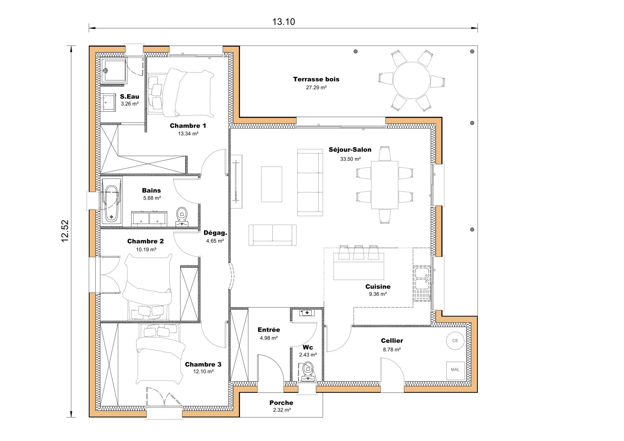Vente maison à Estillac (47310) de 106 m2 habitable sur terrain de 553 m2