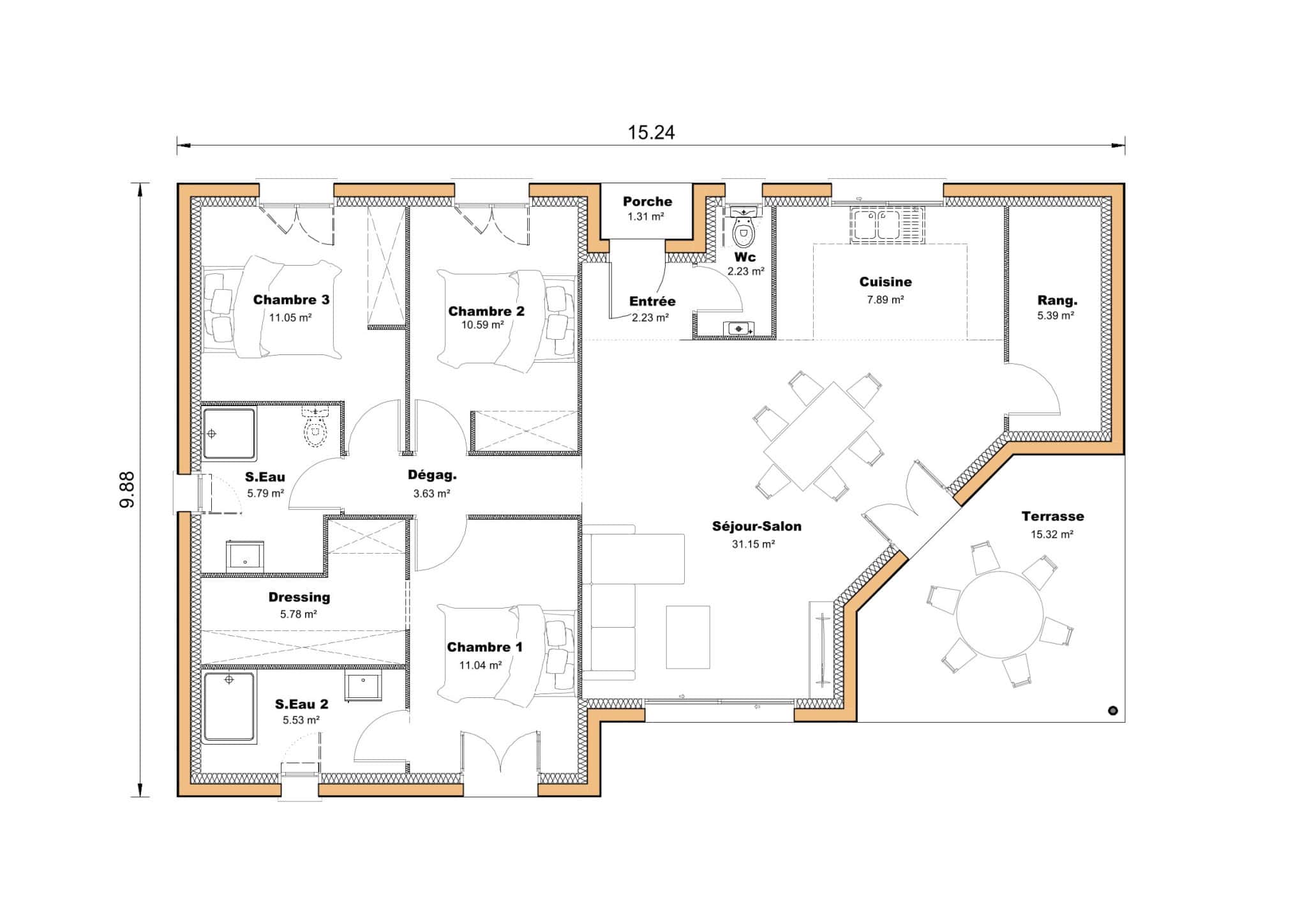 Vente maison à Landiras (33720) de 102 m2 habitable sur terrain de 650 m2