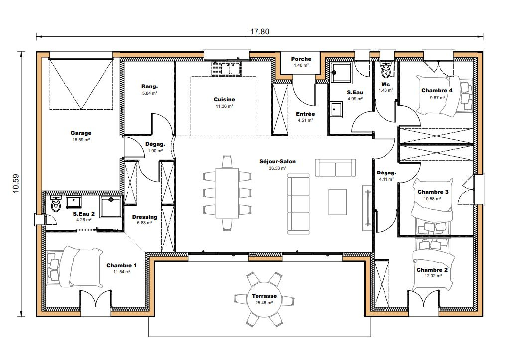 Vente maison à Layrac (47390) de 125 m2 habitable sur terrain de 1084 m2