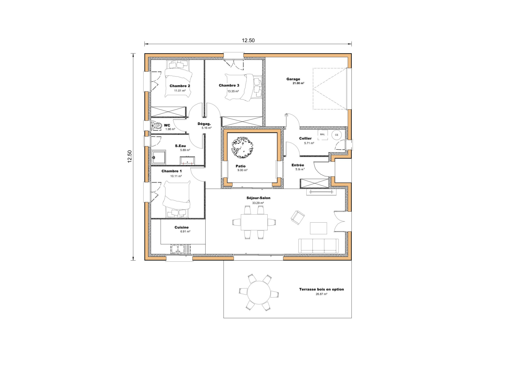 Vente maison à St sylvestre sur lot (47140) de 98 m2 habitable sur terrain de 802 m2