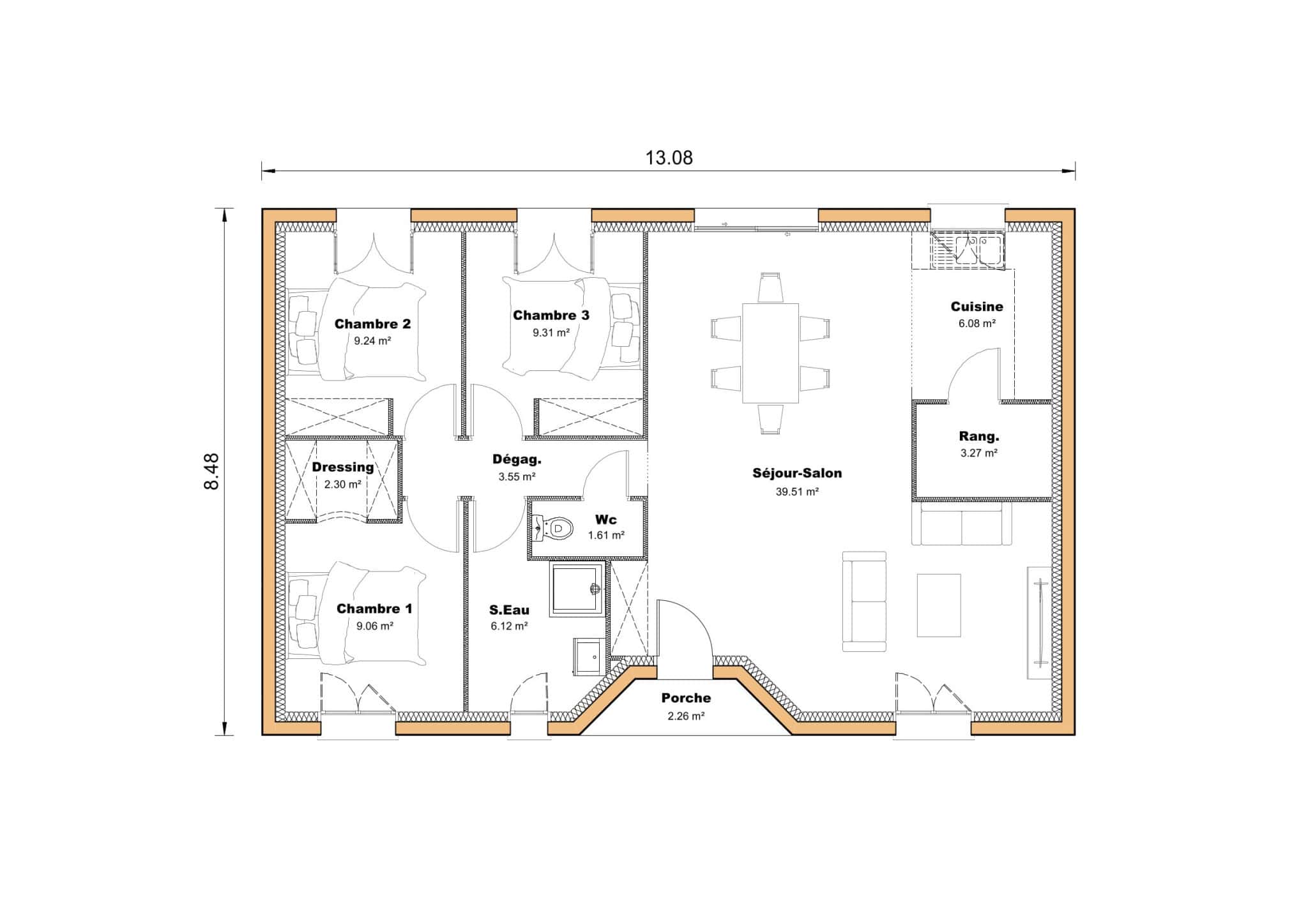 Vente maison à Castelnaud de gratecambe (47290) de 102 m2 habitable sur terrain de 610 m2