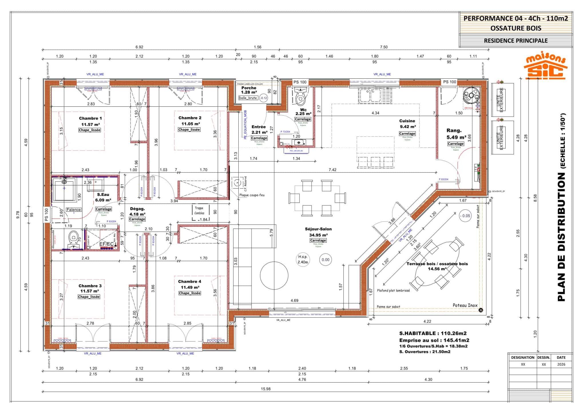 Vente maison à Hagetmau (40700) de 110 m2 habitable sur terrain de 871 m2