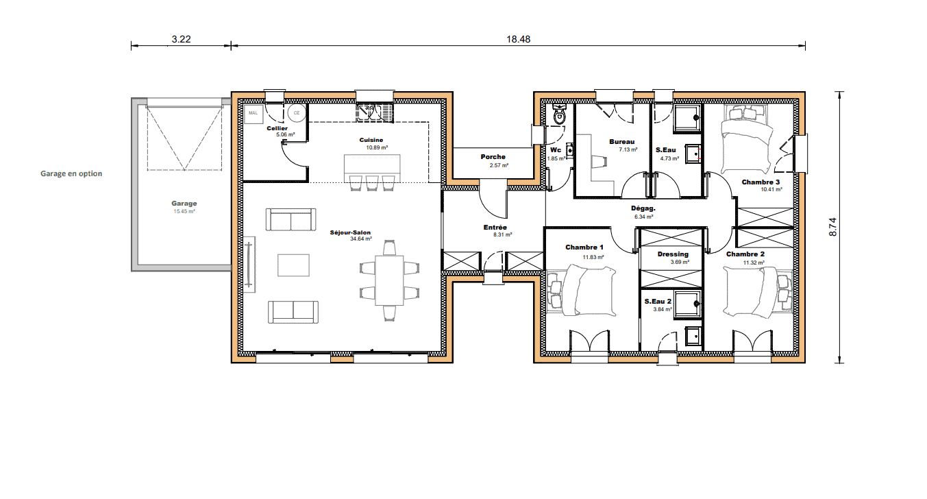 Vente maison à Lamontjoie (47310) de 120 m2 habitable sur terrain de 1974 m2