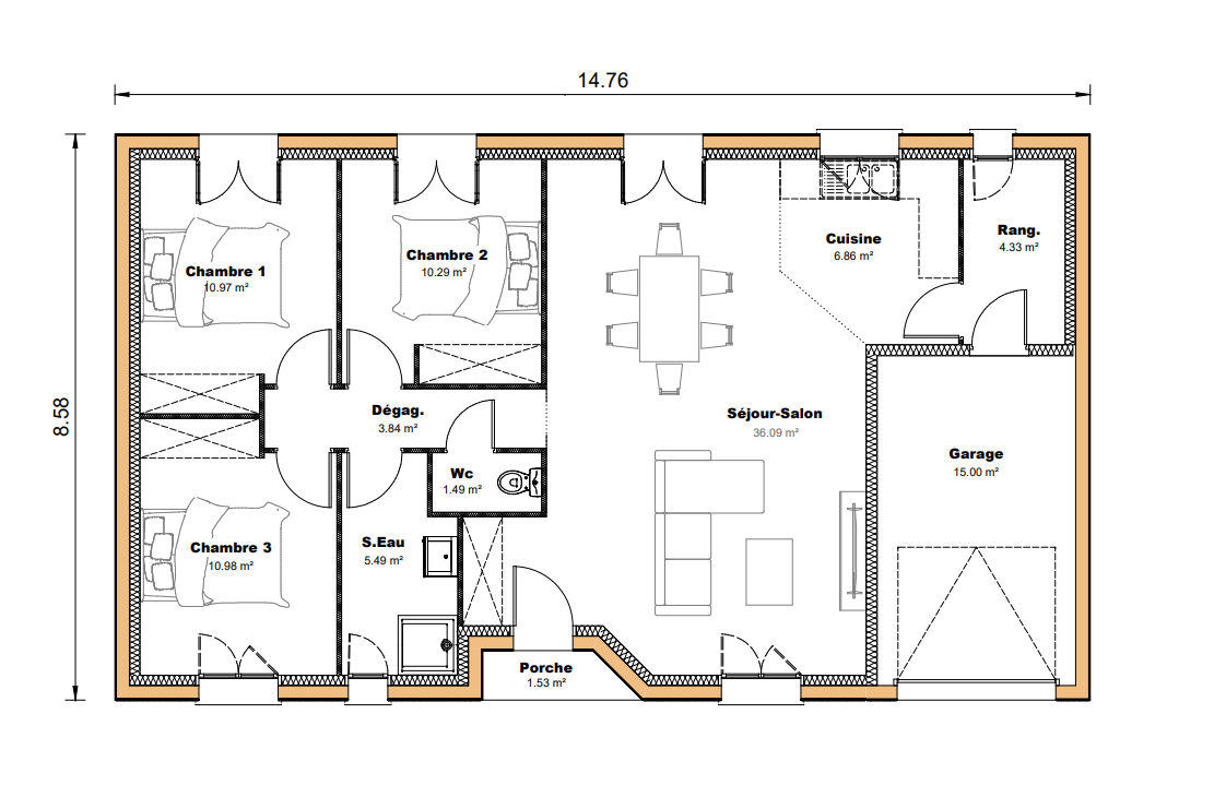 Vente maison à Lasseran (32550) de 90 m2 habitable sur terrain de 504 m2