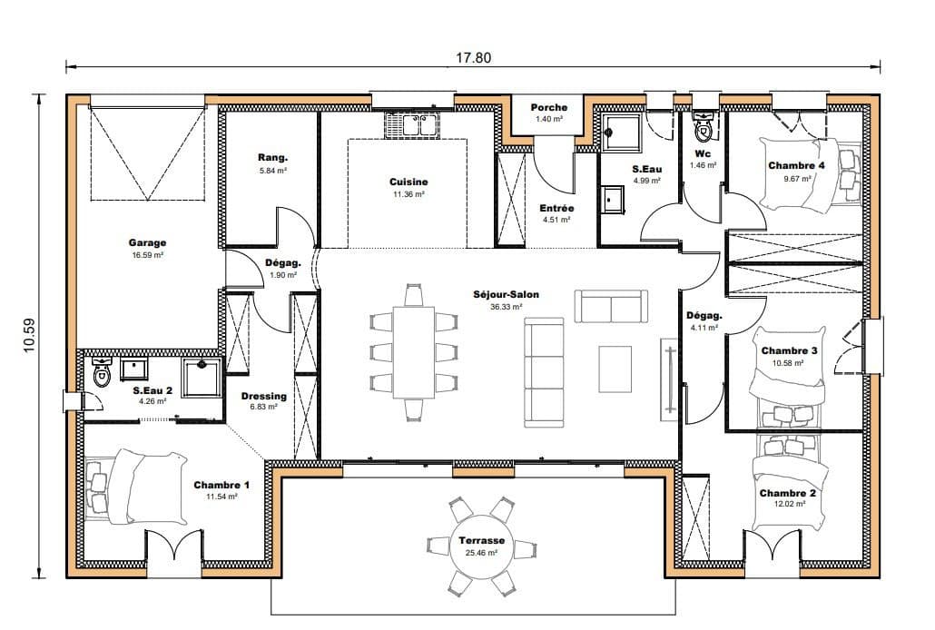 Vente maison à Layrac (47390) de 125 m2 habitable sur terrain de 1084 m2