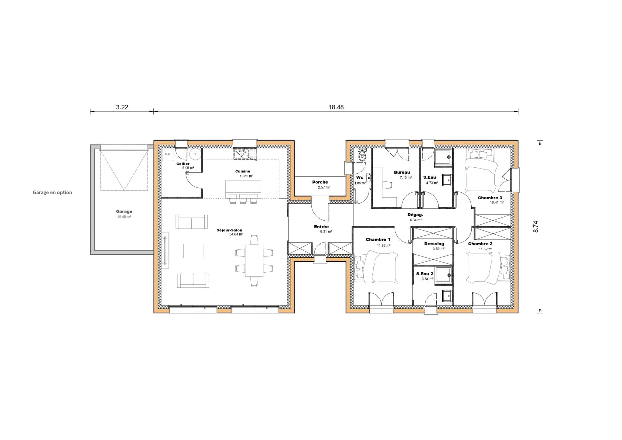 Vente maison à Meillon (64510) de 120 m2 habitable sur terrain de 1977 m2
