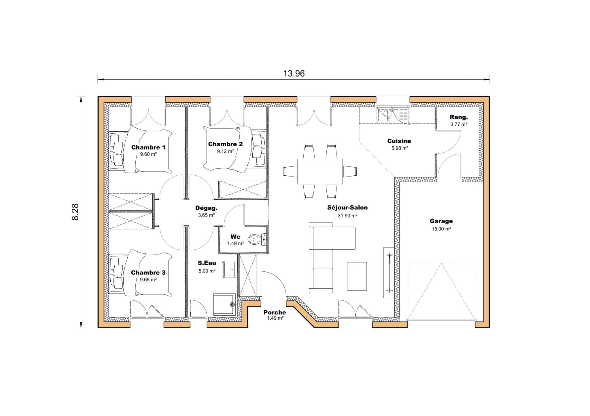 Vente maison à Negrepelisse (82800) de 80 m2 habitable sur terrain de 660 m2
