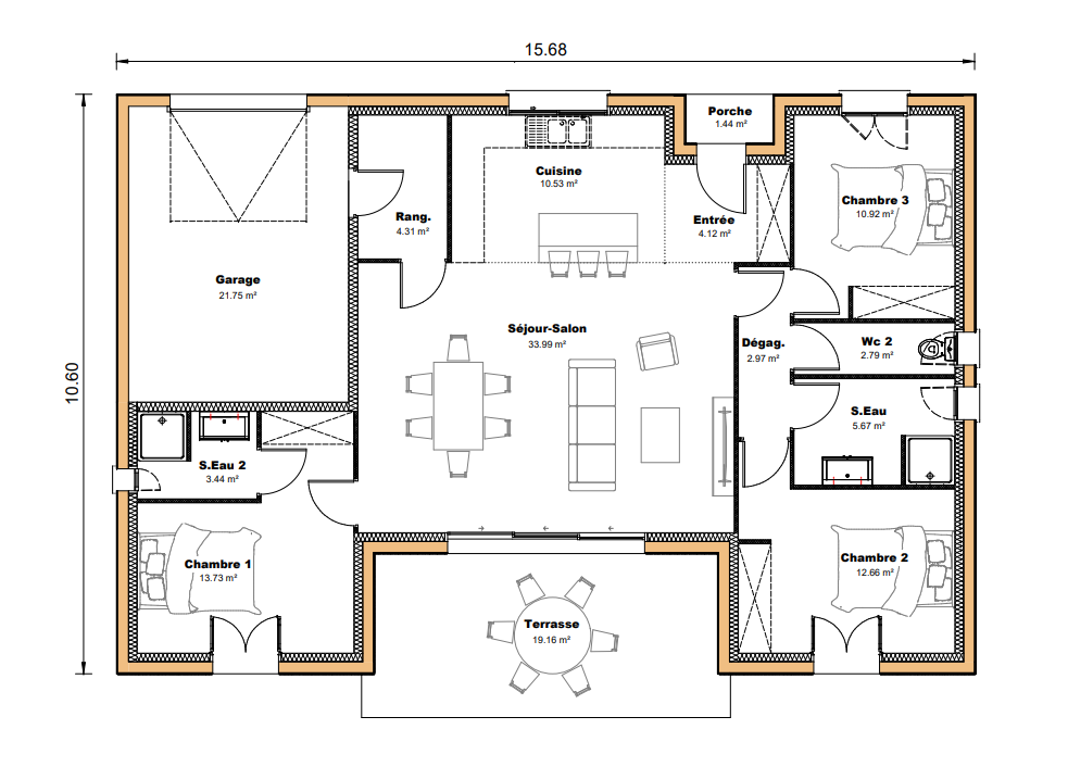 Vente maison à Negrepelisse (82800) de 105 m2 habitable sur terrain de 660 m2