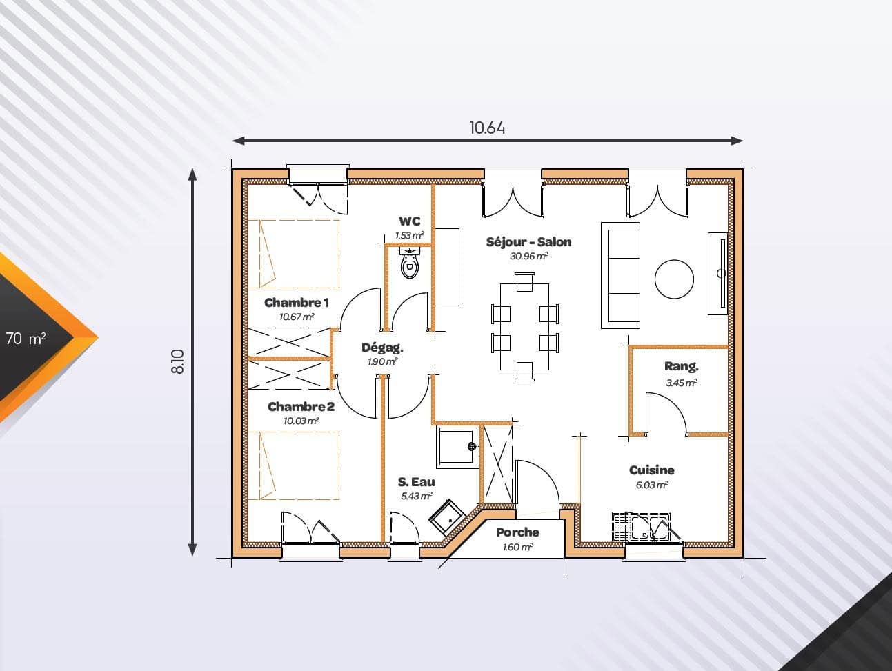 Vente maison à Penne d agenais (47140) de 70 m2 habitable sur terrain de 972 m2