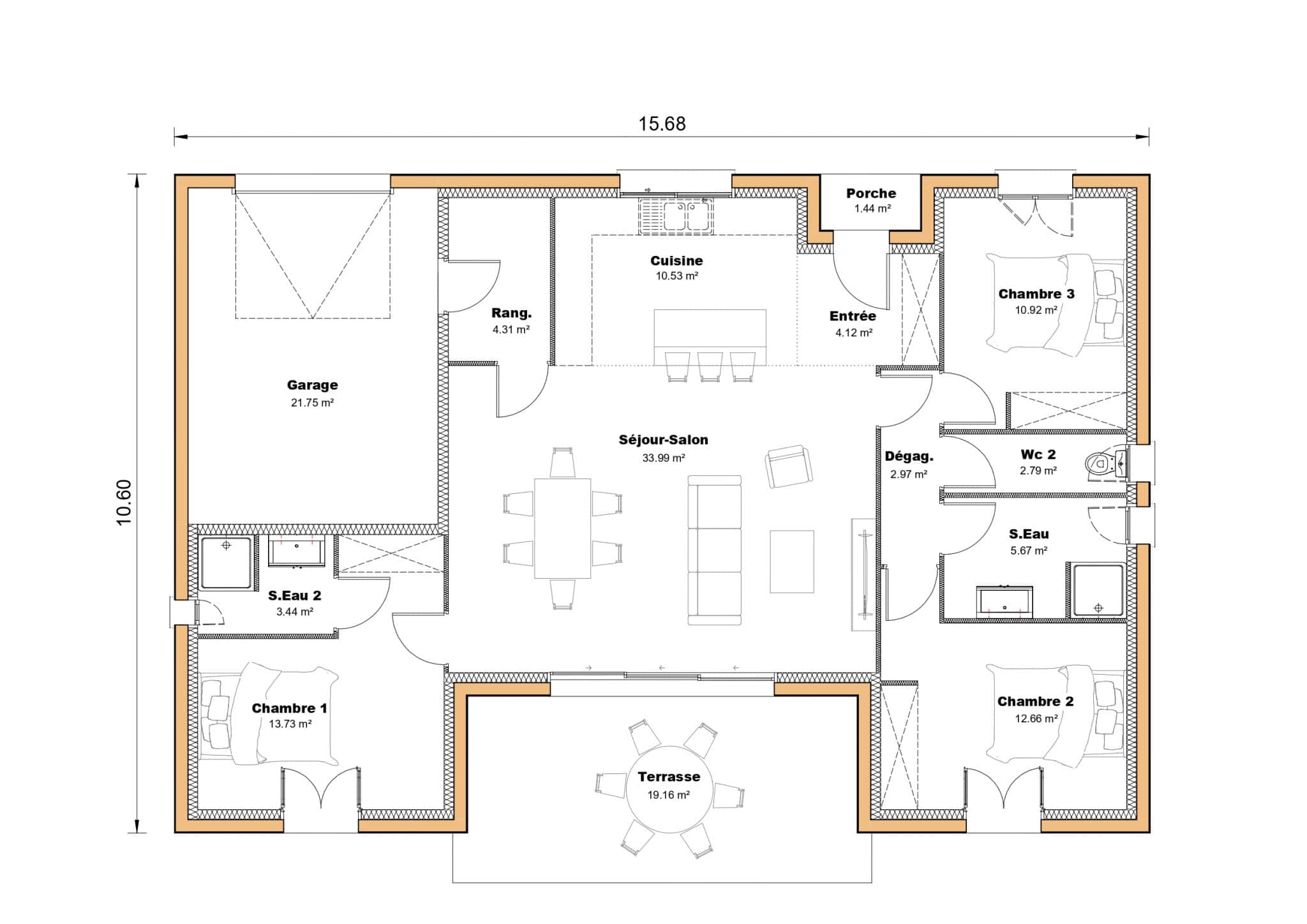 Vente maison à St pardoux du breuil (47200) de 105 m2 habitable sur terrain de 787 m2