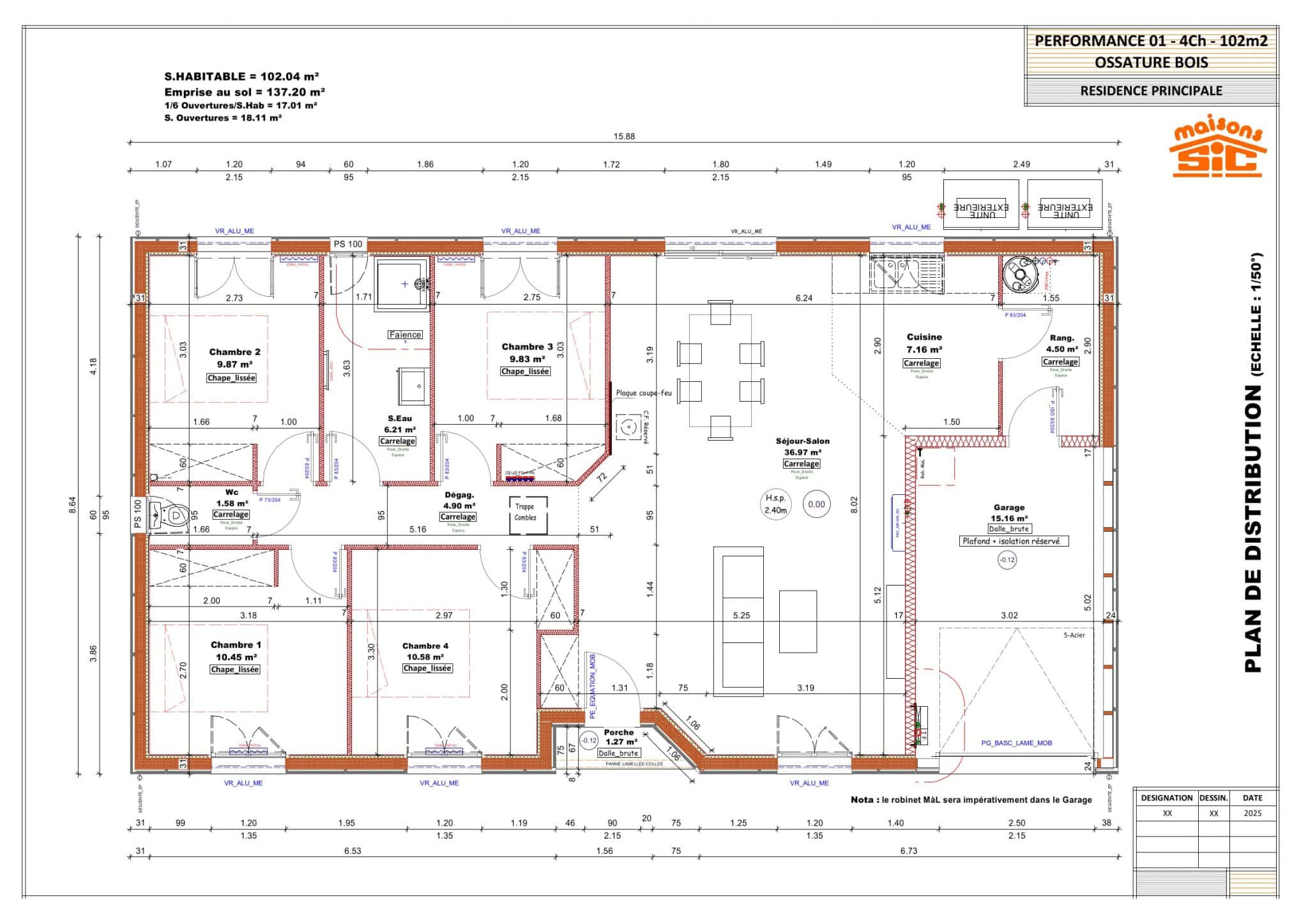 Vente maison à St pierre de mons (33210) de 102 m2 habitable sur terrain de 1800 m2