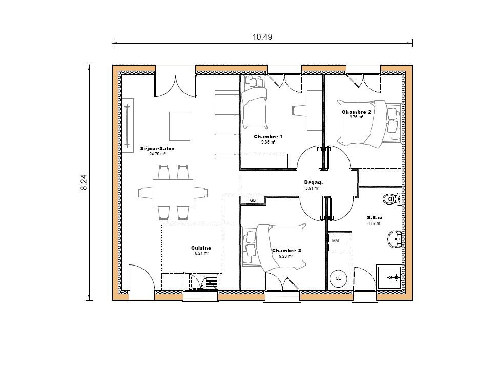 Vente maison à Dolmayrac (47110) de 72 m2 habitable sur terrain de 1114 m2