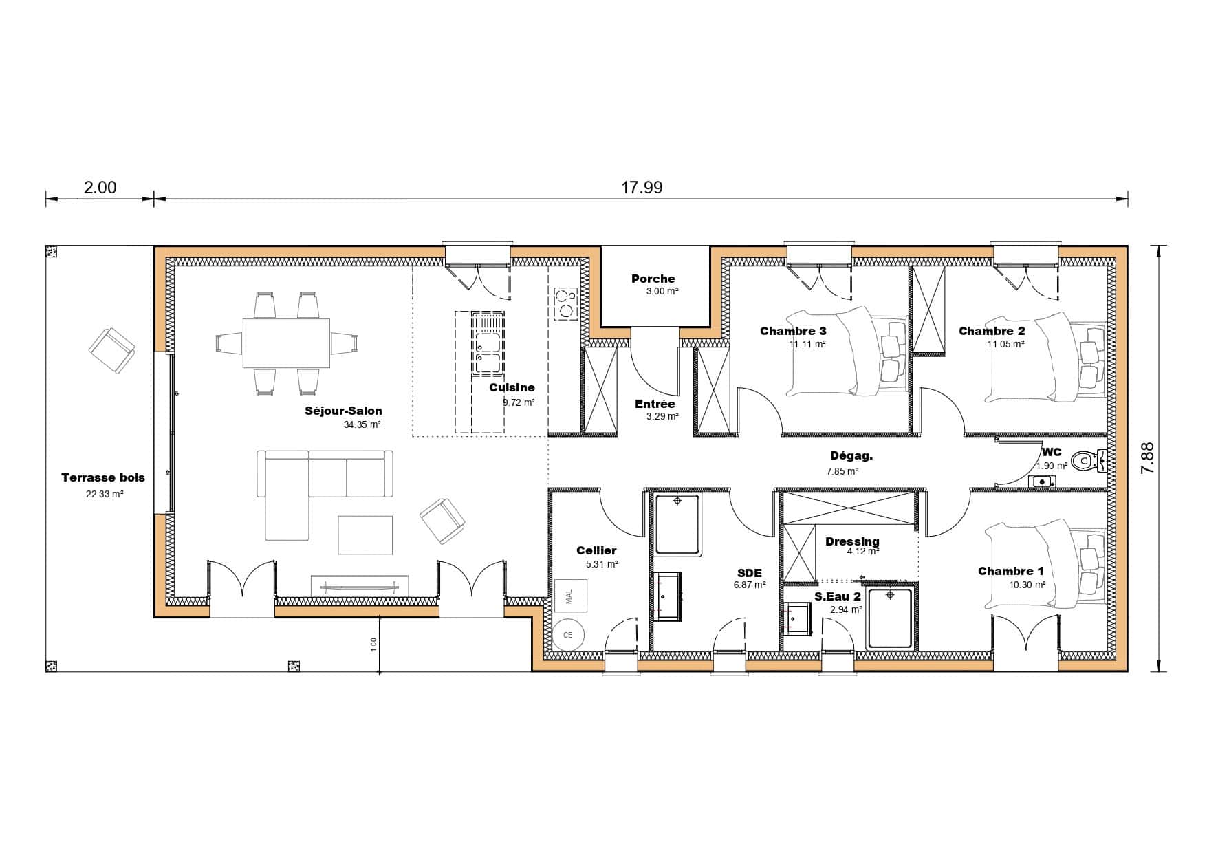 Vente maison à Lalandusse (47330) de 108 m2 habitable sur terrain de 1525 m2