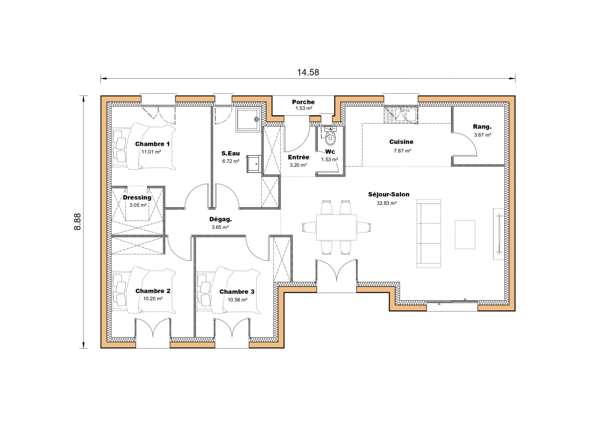 Vente maison à Laugnac (47360) de 94 m2 habitable sur terrain de 719 m2