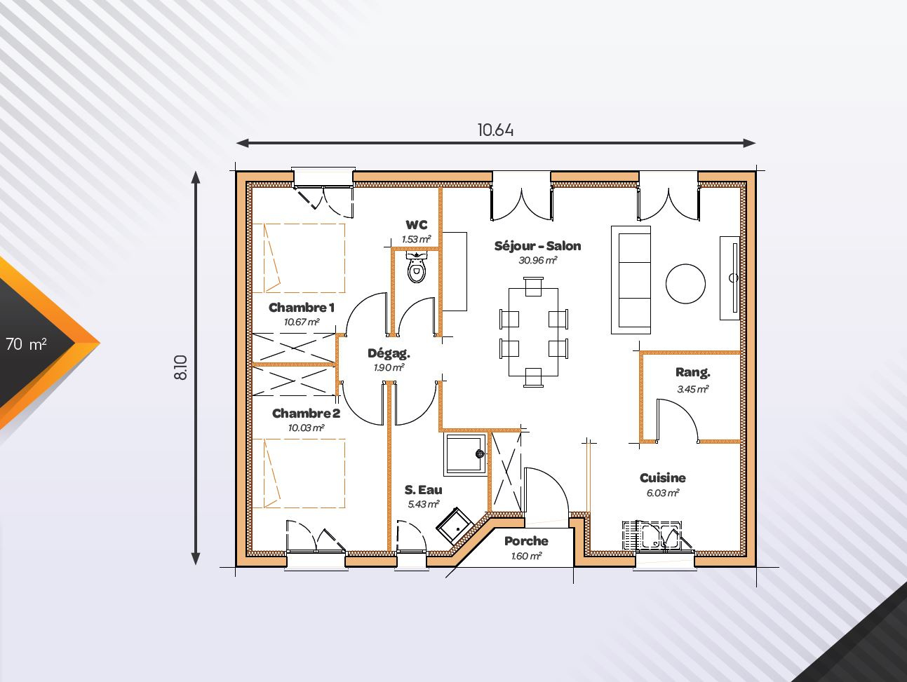 Vente maison à Villeneuve sur lot (47300) de 80 m2 habitable sur terrain de 463 m2