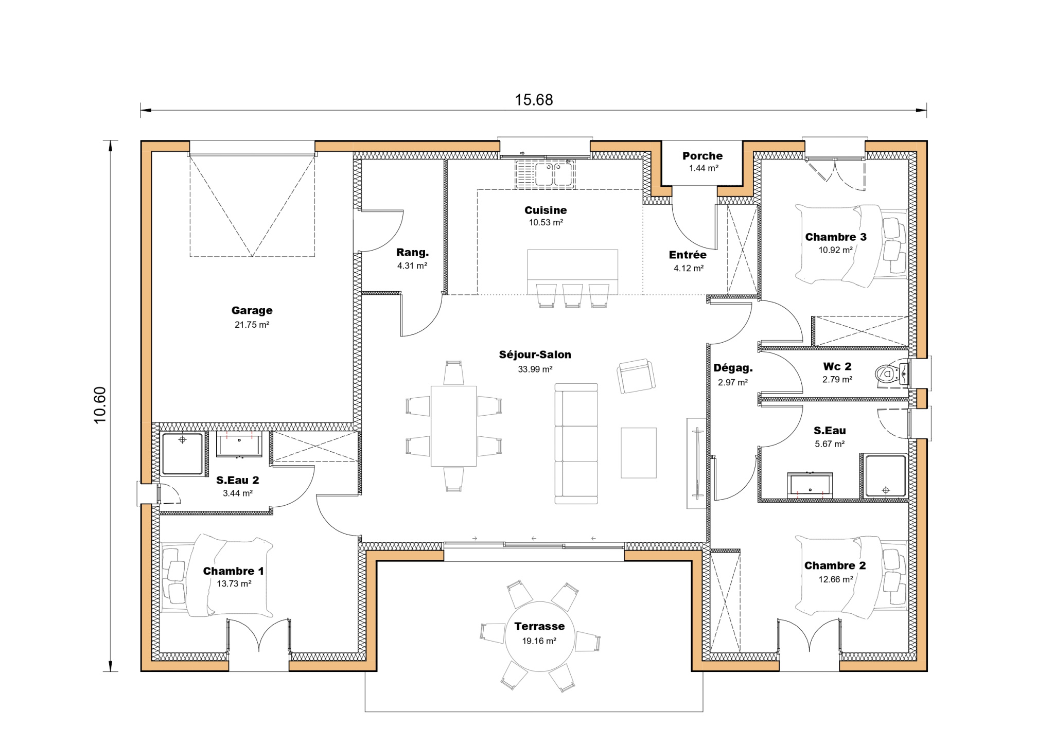 Vente maison à Auros (33124) de 105 m2 habitable sur terrain de 638 m2