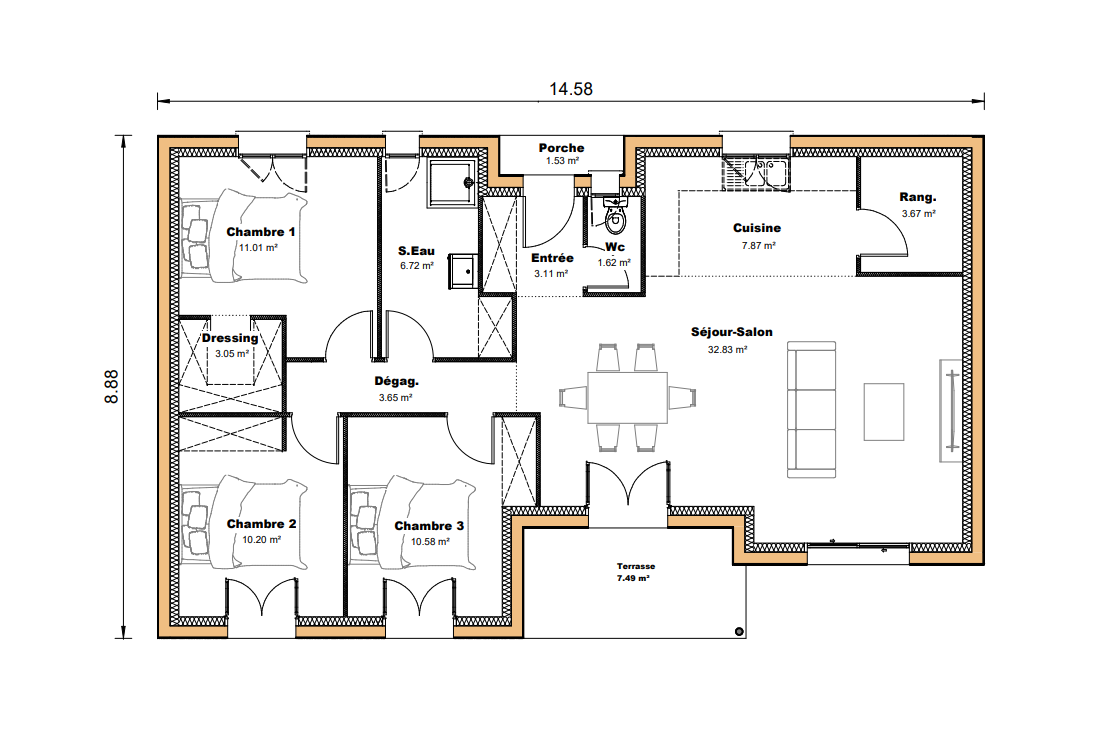 Vente maison à Monflanquin (47150) de 94 m2 habitable sur terrain de 1300 m2