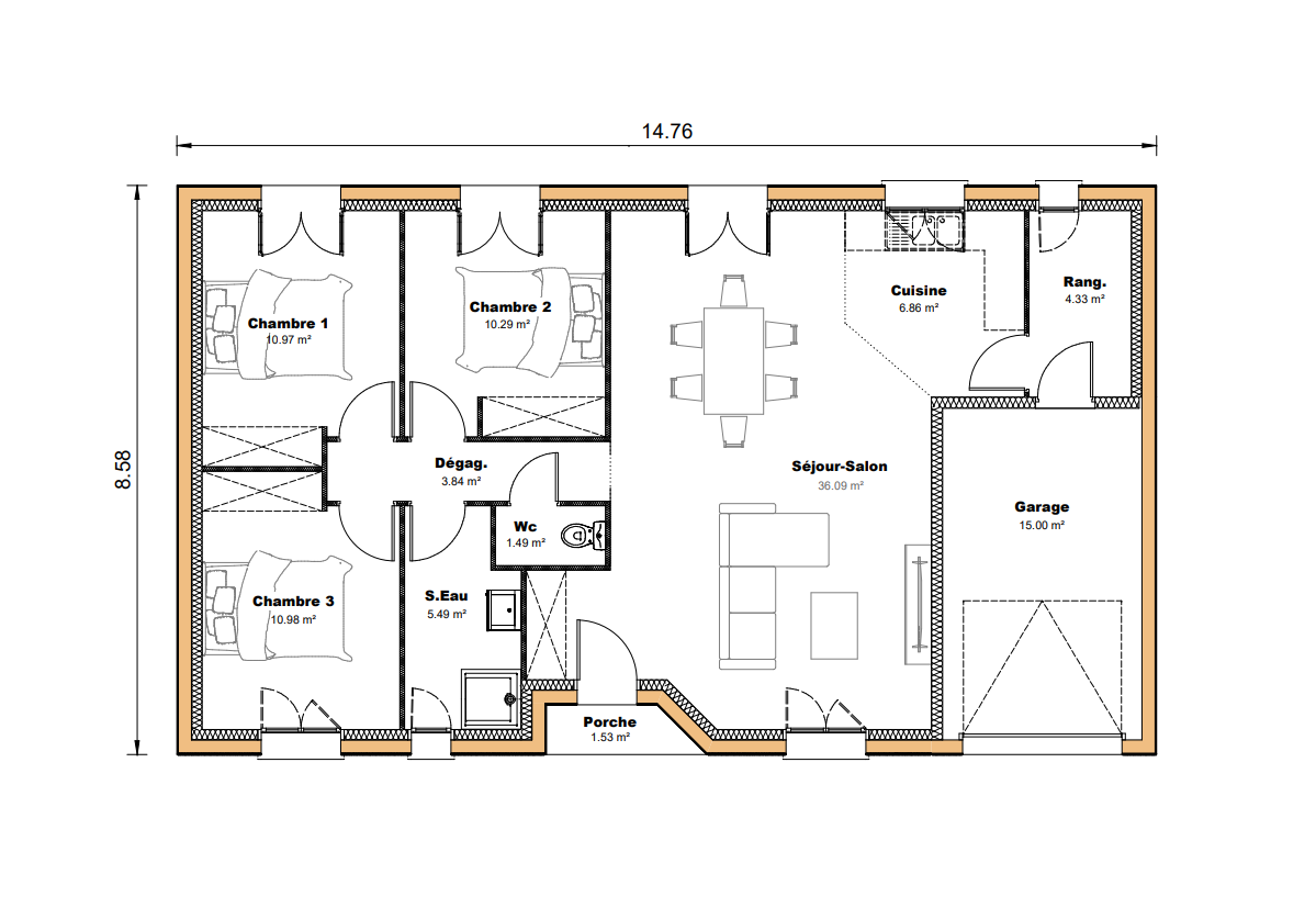 Vente maison à Preignan (32810) de 90 m2 habitable sur terrain de 1088 m2