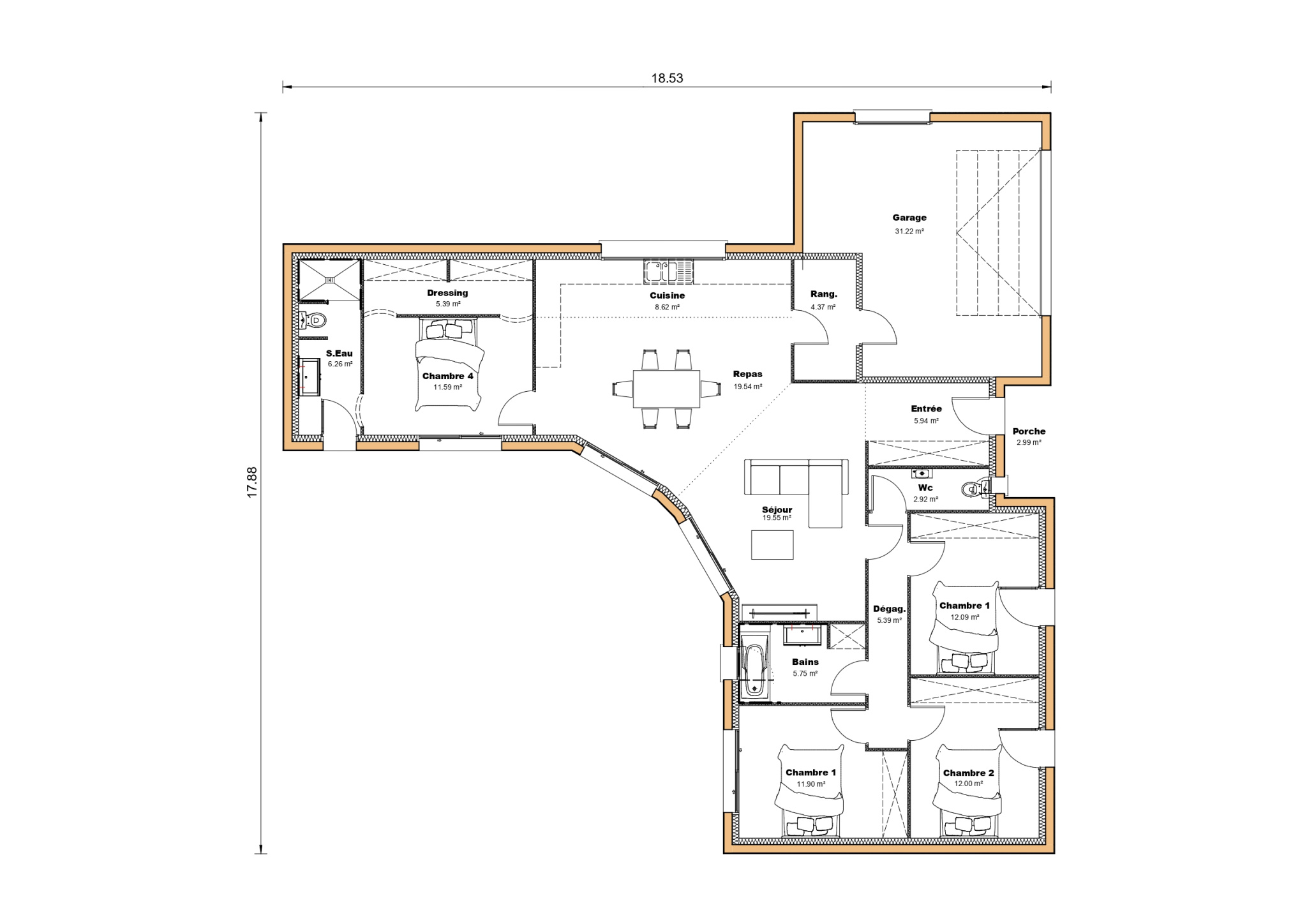 Vente maison à St leon (47160) de 131 m2 habitable sur terrain de 3280 m2